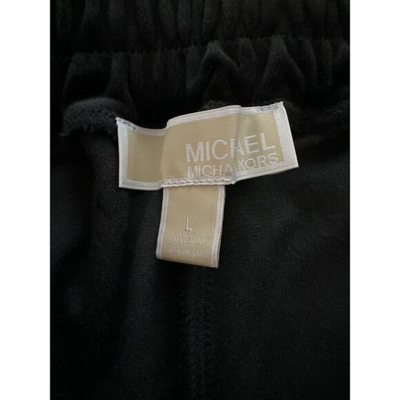 NWT Michael Michael Kors Black Pants Velour Pull On Wide Leg Gold Accents Large - Picture 4 of 6
